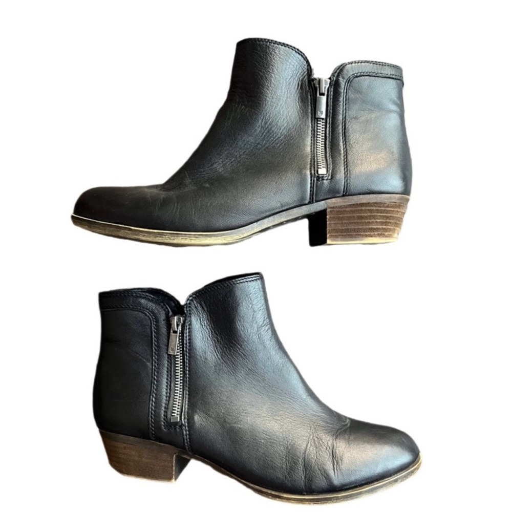 LUCKY Brand Breah Black Zip Leather Ankle Boots